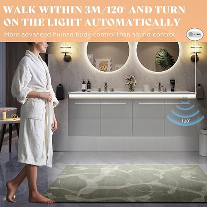 AMERLIFE 60" LED Floating Bathroom Double Vanity with Sink, Modern High Gloss Wall Mounted Bathroom Storage Cabinet with 3 Hole Sink, Metal Handles & Soft Closing Doors, Grey