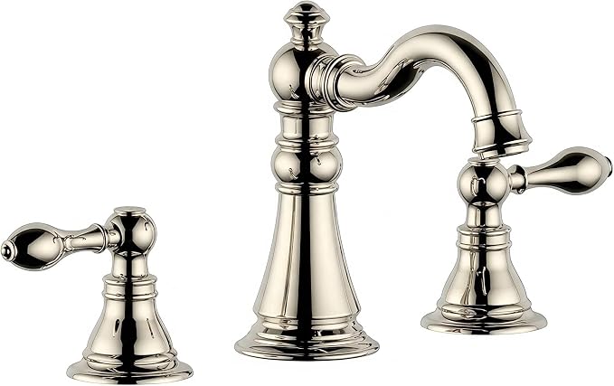 8 Inch Widespread Bathroom Faucet Polished Nickel, Bathroom Sink Faucet with Pop up Drain,Two Handle High Arc Lavatory Bathroom Faucet, F-8805-PN