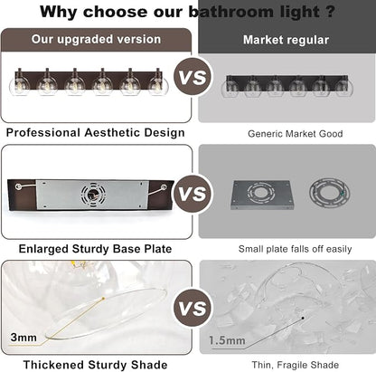 IZORRO Bathroom Light Fixtures, 6-Light Oil Rubbed Bronze Vanity Light, Modern Wall Sconces with Globe Clear Glass Shade, Vanity Lighting Fixtures Over Mirror,E26 Bulb Socket
