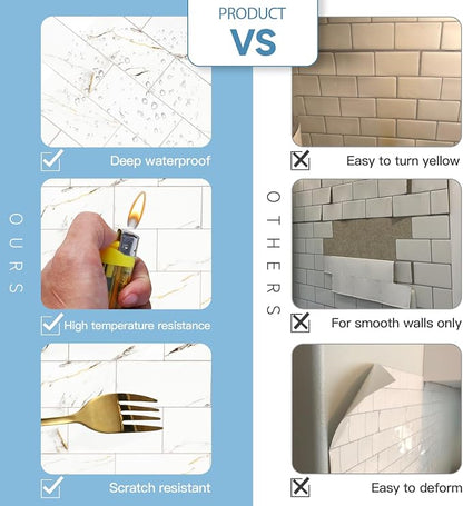 2026 New Upgrade Peel and Stick Backsplash Tile, Peel and Stick 11.34" X 11.57" Wall Tile for Kitchen, Bathroom, Fireplace, Laundry (Polished Carat Gold, 20 Packs)