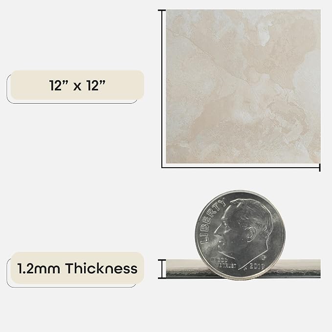 Nexus Peel & Stick Vinyl Floor Tiles, 20-Pack, 12 x 12 in, White | Decorative Tile Format: Dimensional Tile Texture Adds Coordinated Finish Detail.