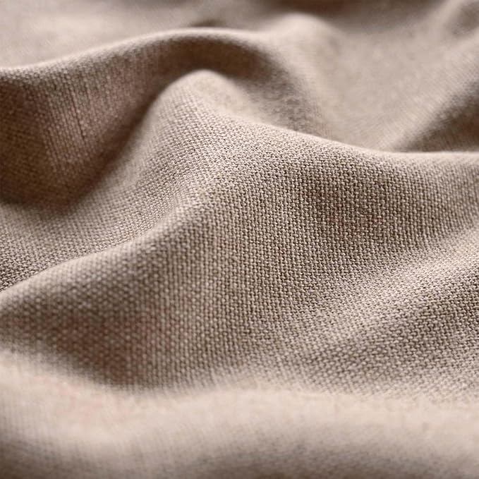 DOSLY Ides Farmhouse Taupe Shower Curtain, Taupe and Brown Stripe, Button Curtain, Cotton Blend and Cotton Woven Fabric, Rustic Charm Country Chic Style, 72x78 in, Bathroom