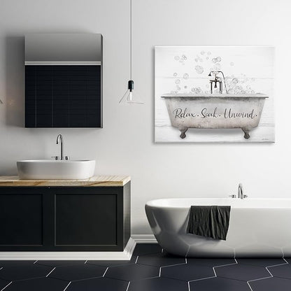 Stupell Industries Bathtub Bubbles Bathroom, 36 x 48 Inch Canvas Wall Art | Stupell Industries · By Lori Deiter · Ready to hang · Calm bath and laundry charm · Made in USA