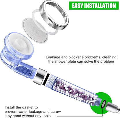 Nosame Shower Head with Hose Holder, Filter Filtration High Pressure | Filter Filtration High Pressure Water Saving 3 Mode Function Spray Handheld Showerheads 1.6 GPM for Dry Hair & Skin SPA