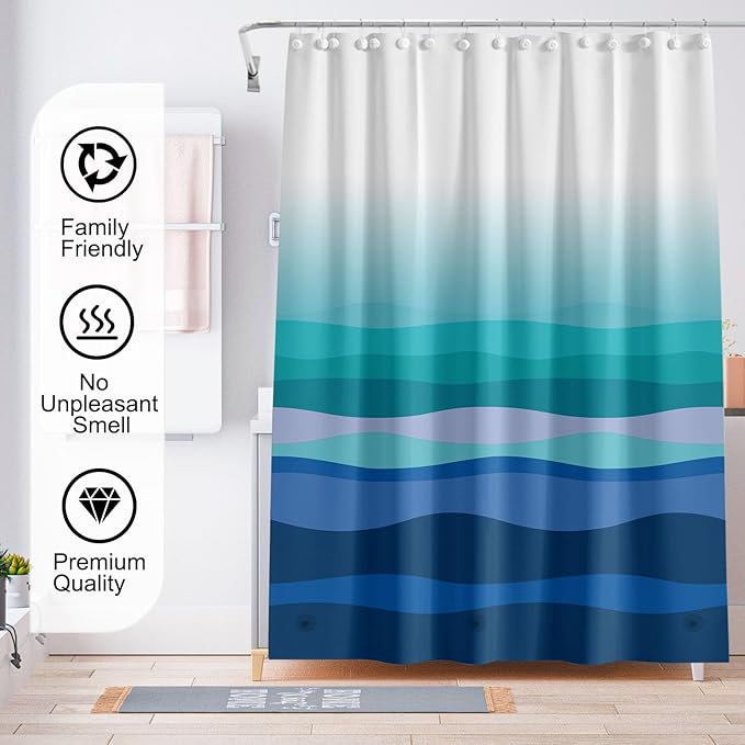 Shower Curtain Liner, 4G PEVA Shower Liner, Plastic Peva Waterproof Shower Curtains, 72x72 inch with Grommet Holes 3 Magnetic Weights