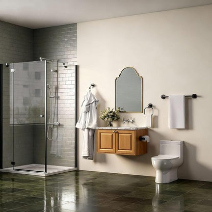 4-Piece Bathroom Set with Privot Toilet Paper Holder | All-in-One Wall Mounted Hardware Combo, Matte Black