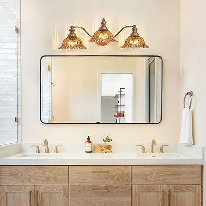 Tea Glass 3 Light Vanity Light Colored Glass Bathroom Light Fixture Vanity Lighting Fixtures