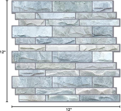 STICKGOO 10-Sheet Peel and Stick Backsplash, 12”X12” Self Adhesive Wall Tiles, Stick on Backsplash for Kitchen & Bathroom (Cultured Stone Look, Thicker Design)