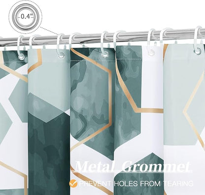 Litabel Long Shower Curtain for Bathroom, Geometric Bathroom Decor 72x78 | Long Modern Minimalist Shower Curtais, Dark Green Geometric Art Print Abstract Waterproof Bath Curtain