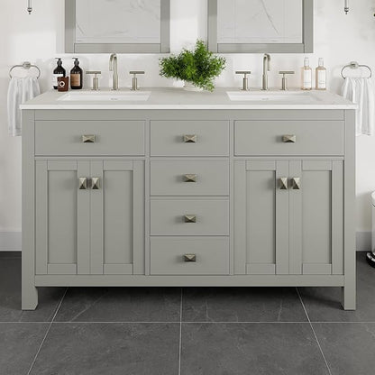 Artemis 60 in. Gray Double Sink Bath Vanity with Engineered Top and Undermount Porcelain Sinks