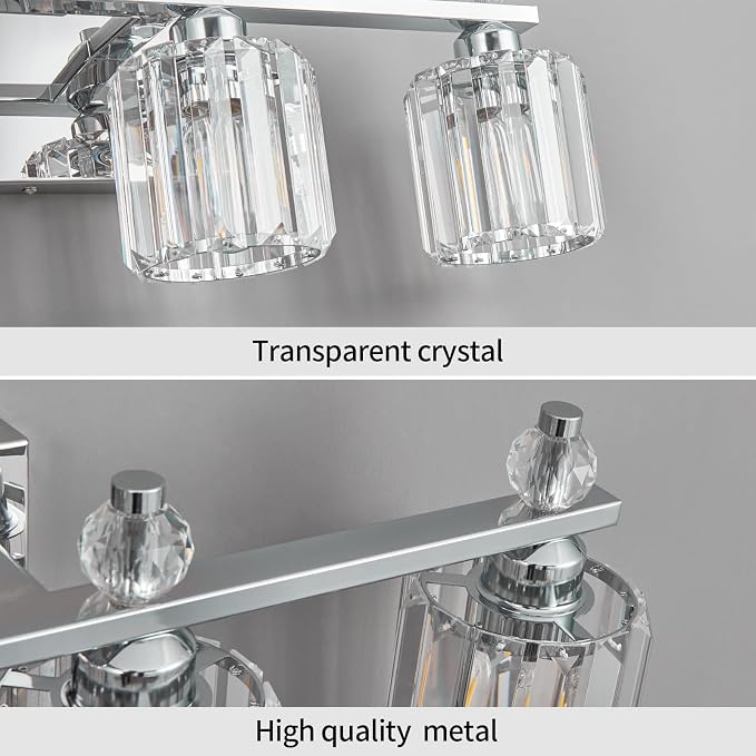 Bathroom Vanity Lights 4-Light Chrome Modern Crystal Vanity Light Fixtures Over Mirror Crystal Bathroom Vanity Lighting Fixtures