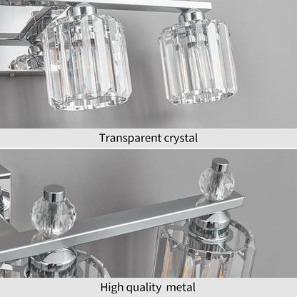Bathroom Vanity Lights 4-Light Chrome Modern Crystal Vanity Light Fixtures Over Mirror Crystal Bathroom Vanity Lighting Fixtures