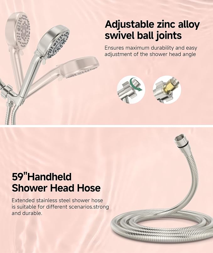 Filtered Shower Head with Handheld, 9-Spray Mode High Pressure Detachable Shower Head with Filters for Hard Water - Remove Chlorine Brushed
