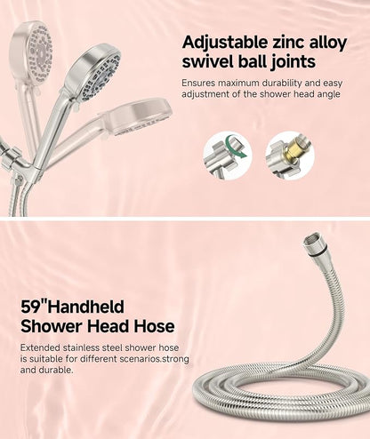 SunCleanse Filtered Shower Head with Handheld,9-Spray Setting Detachable Shower Head with 4 Filters for Hard Water - Filter Chlorine, Improve Skin and Hair Texture (4 Filters, Brushed Nickel)