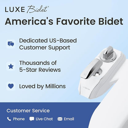 LUXE Bidet NEO 320 PLUS - Warm Water Bidet Attachment for Toilet, Chrome | Non-Electric, Warm Water, Dual Nozzle, Slide-In Install, 360° Self-Clean, EZ-Lift to Clean, Feminine & Rear Wash