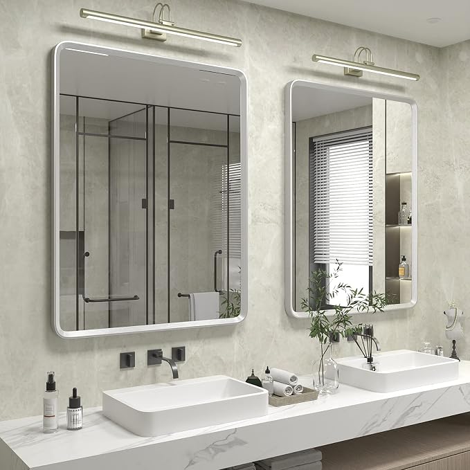 24x36 Inch Silver Framed Mirror | Silver Bathroom Vanity Mirror for Wall, Rounded Rectangle Mirror, Shatterproof, Painted, Anti-Rust (Horizontal/Vertical)