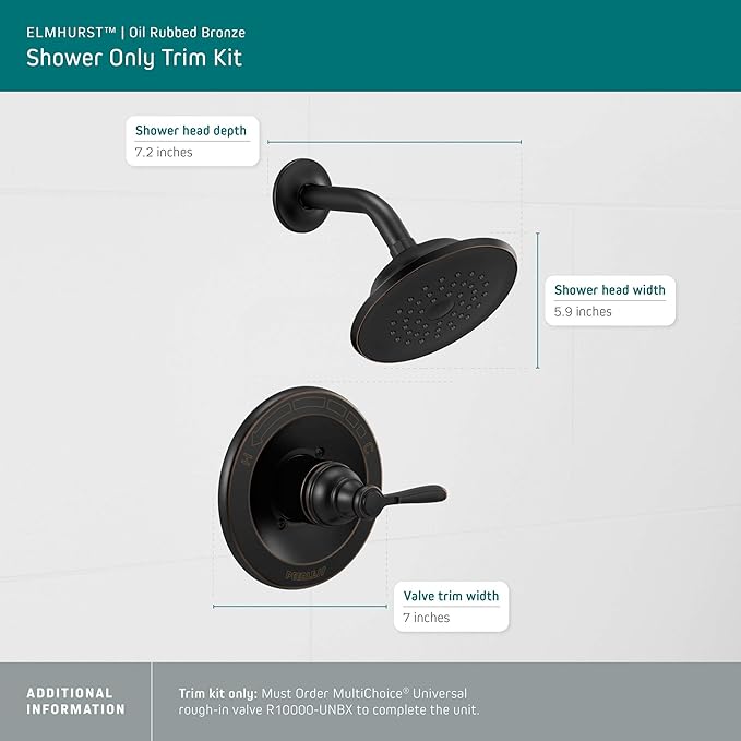 Peerless PTT14265-OB Elmhurst Trim kit Shower Only, Without Tub Spout, Oil-Rubbed Bronze