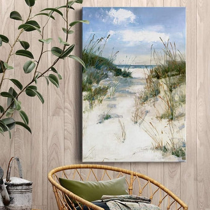 Renditions Gallery Tropical Canvas Wall Art Decorations Paintings & Prints Sandy Ocean Beach Modern Coastal Nature Wall Hanging Decorations for Bedroom Living Room Office Kitchen - 32"x48" LT02