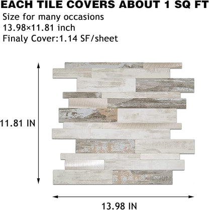 KASARO Peel and Stick Marble Backsplash Tile, 10 Sheets, Collage Marble with Printed Stone Pattern, Self-Adhesive Wall Tile for Kitchen, Bathroom, Fireplace, RV (11.8” x 14”)
