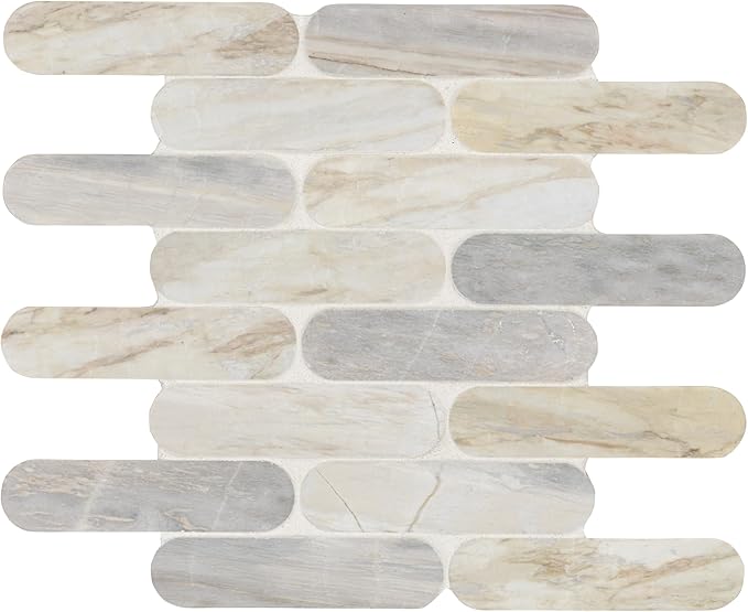 MSI Angora Ellipse 12 in. x 12 in. Polished Marble Mosaic Floor and Wall Tile for Bathroom, Kitchen Backsplash, Accent Wall Tile, and Shower Wall Tile