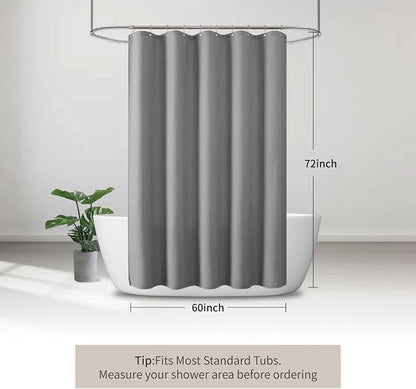 Gray 256GSM Heavy Duty Waffle Weave Shower Curtain, 60"x72" | Bath Curtain with Rustproof Grommets & Weighted Hem - Hotel Spa Luxury for Bathroom, RV, Apartment