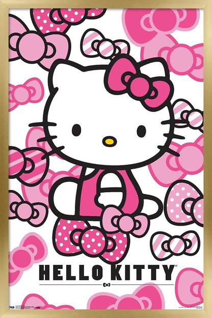 Trends International Hello Kitty - Bows Wall Poster, 22.375" x 34", Gold Framed Version