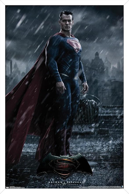 Trends International DC Comics Movie - Batman v Superman - Superman Wall Poster, 22.375" x 34", White Framed Version