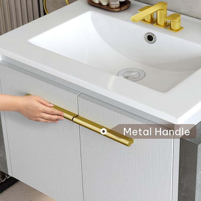 YITAHOME 24 Inch Floating Bathroom Vanity with Sink, Wall Mounted Modern Bathroom Vanity, Bathroom Cabinet Vanity with Double Extra Large Doors