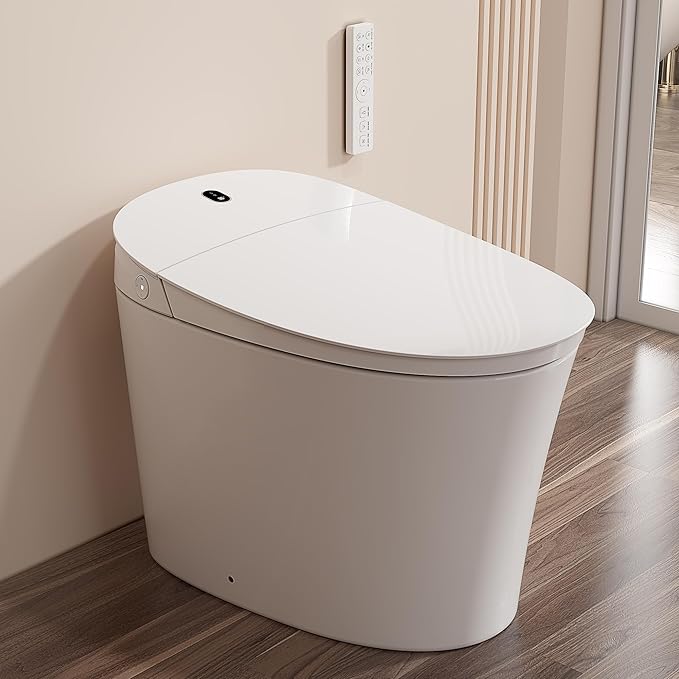 Smart Toilet with Bidet Built in, Elongated Japanese Toilet with Powerful Flusht, Heated Bidet ADA Comfort Height, Dryer, Deodorizer, Night Light