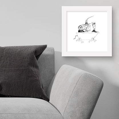 Trends International Gallery Pops Disney Tim Burton's The Nightmare Before Christmas - Bathtub Wall Art Wall Poster, 12" x 12", White Framed Version