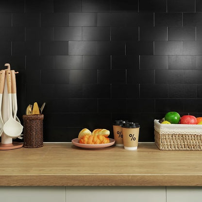 Vamos Tile 100-Piece Peel and Stick Backsplash Seamless Tile,3''x6'' Brushed Black Metal Subway Tile,Stick on Backsplash for Kitchen/Bathroom/Laundry Room