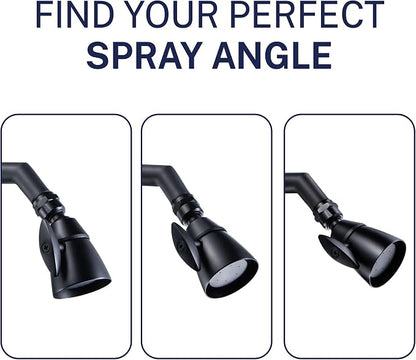 HammerHead Showers® Solid Metal 2 Inch High Pressure Shower Heads - MATTE BLACK – California Compliant 1.75 GPM Low Flow Rate - High Flow Shower Head with ADJUSTABLE SPRAY PATTERN - Fixed Shower Head