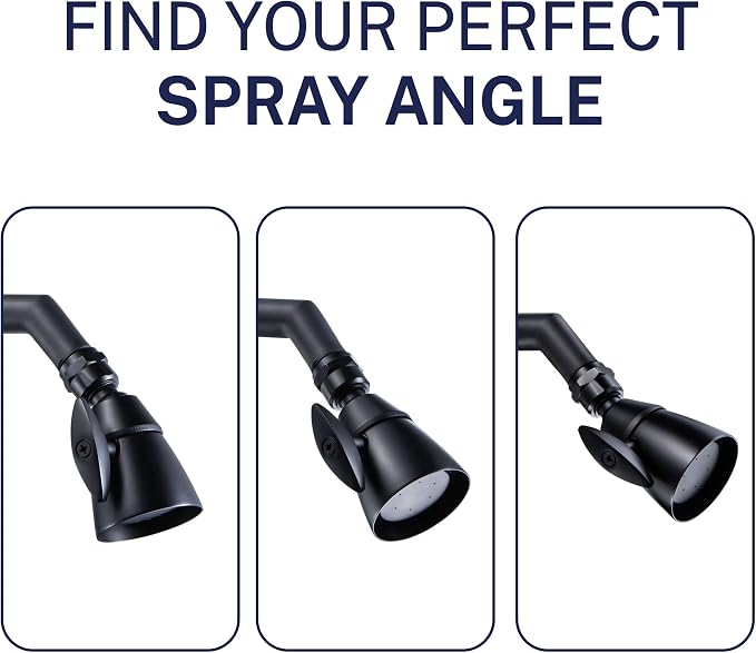 HammerHead Showers® Solid Metal 2 Inch High Pressure Shower Heads - MATTE BLACK – 2.5 GPM Shower Heads High Pressure - High Flow Shower Head with ADJUSTABLE SPRAY PATTERN - Fixed Shower Head