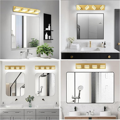 IZORRO LED Modern Bathroom Lights Fixtures(4-Light,Dimmable),Gold Acrylic Wall Lighting,Vanity Lights for Bathroom Over Mirror - 6000k 24In （No Assembly Required）
