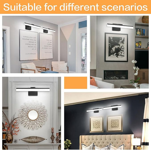 SOLFART 18 Inch Vanity Lights for Bath Dimmable Bathroom Lights Over Mirror Black Bathroom Light Fixtures Wall Light Fixtures Indoor Modern Light Fixture