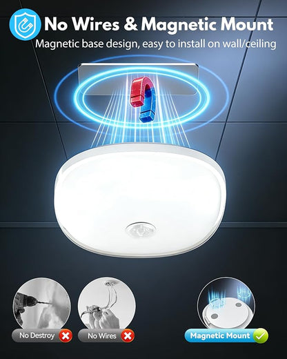 2Pack IP65 Waterproof Rechargeable Shower Light - 6″ 300LM Bright, 16 Color | Bathroom Mood Lighting with Touch & Remote, Magnetic Wireless Ceiling/Wall Light for Inside Shower/Bathtub