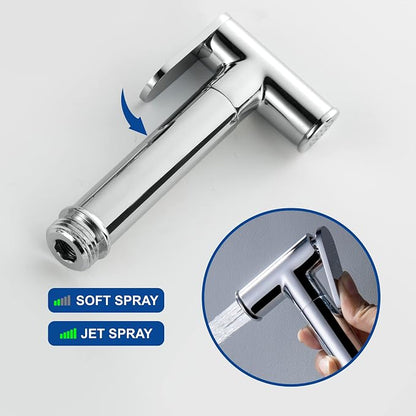 Warm Water Bidet Sprayer for Toilet with Hot and Cold Brass Rough-in Valve, Stainless Steel Round Handheld Bidet Attachment Set for Feminine, Pets and Baby Diaper Wash, Polished Chrome BDS09