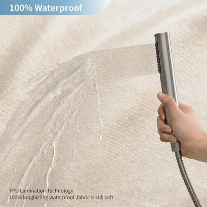 Waterproof Fabric Shower Curtain,No Liner Needed,36x72,Cream | 2-in-1 Design,Linen Textured,100% Waterproof TPU-Laminated Backing,Magnetic Weighted,Machine Washable,For Bathroom,Hotel