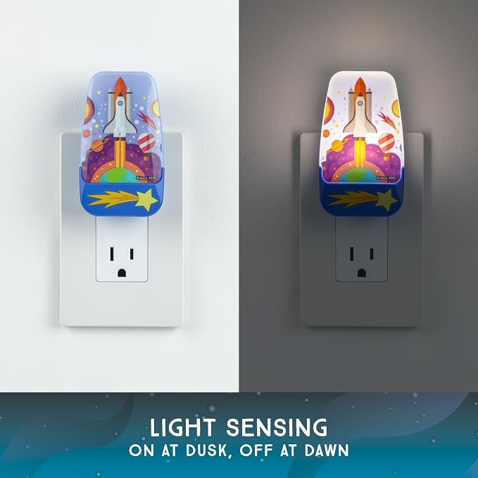 Lights By Night Space Night Light for Kids Plug in, LED | Nightlight Plug Into Wall, Boys, Girls, Toddler, Baby, Space Shuttle Room Decor, Bedroom Bathroom Nursery Essentials, 81717