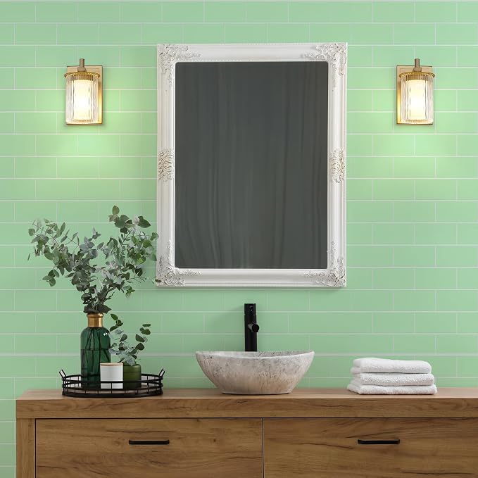 STICKGOO 10-Sheet Backsplash Peel and Stick Subway Tile, Self Adhesive Vinyl Wall Tiles, Stick on Backsplash for Kitchen and Bathroom(Thicker Design, Light Sage)