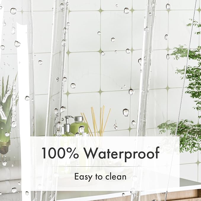 Extra Long Shower Curtain Liner 72 x 84 Clear Shower Liner Medium Weight PEVA Waterproof Inside Shower Curtains for Bathroom with 3 Magnets and Rustproof Grommets