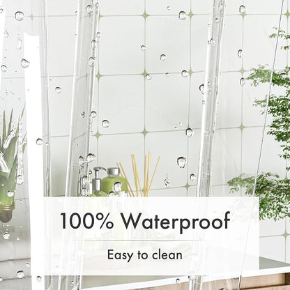 Extra Long Shower Curtain Liner 72 x 84 Clear Shower Liner Medium Weight PEVA Waterproof Inside Shower Curtains for Bathroom with 3 Magnets and Rustproof Grommets