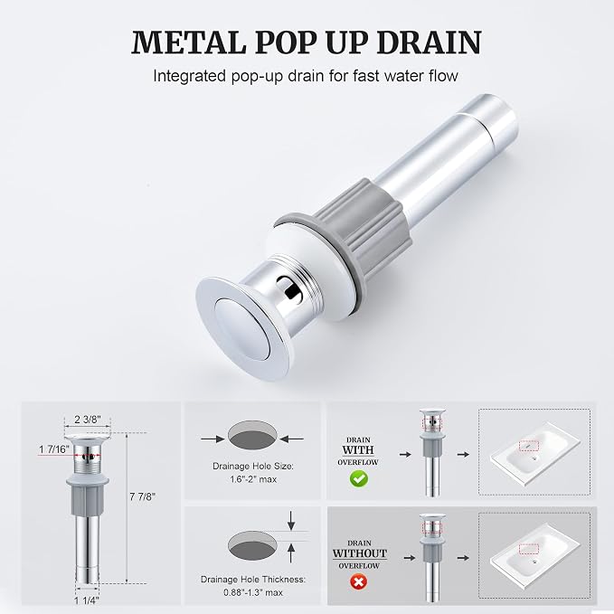 Bathroom Sink Faucet with Sprayer, 4 Inch Faucet Chrome with Pop Up Drain | Ultimate Unicorn Centerset Pull Down Vanity Faucets 3 Hole- Two Handle Modern Washbasin Tap Set for Rv Lavatory Restroom