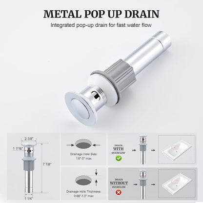 Bathroom Sink Faucet with Sprayer, 4 Inch Faucet Chrome with Pop Up Drain | Ultimate Unicorn Centerset Pull Down Vanity Faucets 3 Hole- Two Handle Modern Washbasin Tap Set for Rv Lavatory Restroom