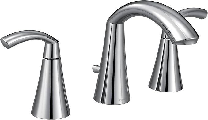 Moen Glyde Chrome Two-Handle 8-Inch Widespread High Arc Modern Bathroom Sink Faucet, Valve Required, T6173