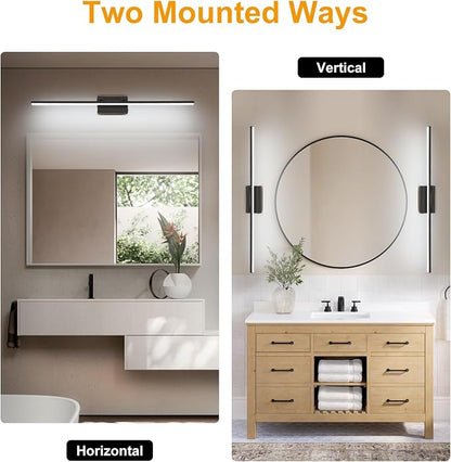 LED Bathroom Vanity Light, Modern Bathroom Light Fixture Over Mirror (3000K/4000K/6000K, Dimmable), Vanity Light Bar with Angle Adjustable, 40 Inch, Black