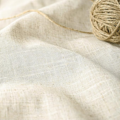 DOSLY Ides Farmhouse Shower Curtain, Beige and Beige Stripe, Button Curtain, Linen and Cotton Blend Fabric, Rustic Charm Country Chic Style, 72x84 in