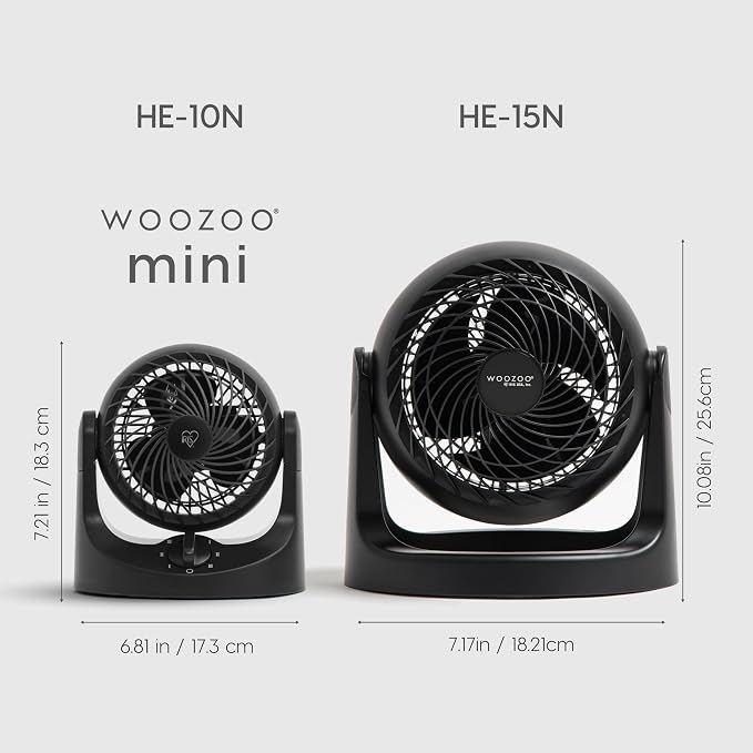IRIS USA WOOZOO Mini Desk Fan, Dorm Bedside Office, Quiet, 112° Tilt, Black | 32ft Max Air Distance, 108ft² Coverage, 112° Adjustable Vertical Tilt, 27db