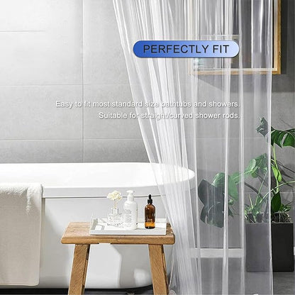 Lightweight Clear Shower Curtain Liner with Magnets and Rustproof Grommets, Waterproof, Odor-Free, Non-PVC Suitable for Home, Hotel, Office etc. (72Wx72H)