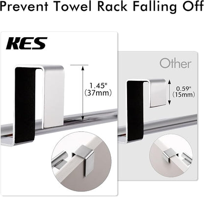 KES Over The Cabinet Door Towel Rack, 2 Pack, Polished Steel | Fit Cabinet Doors Under 1" Thick, EVA Pads, Kitchen Towel Bar Rack, Dish Towel Holder, SUS304 Stainless Steel